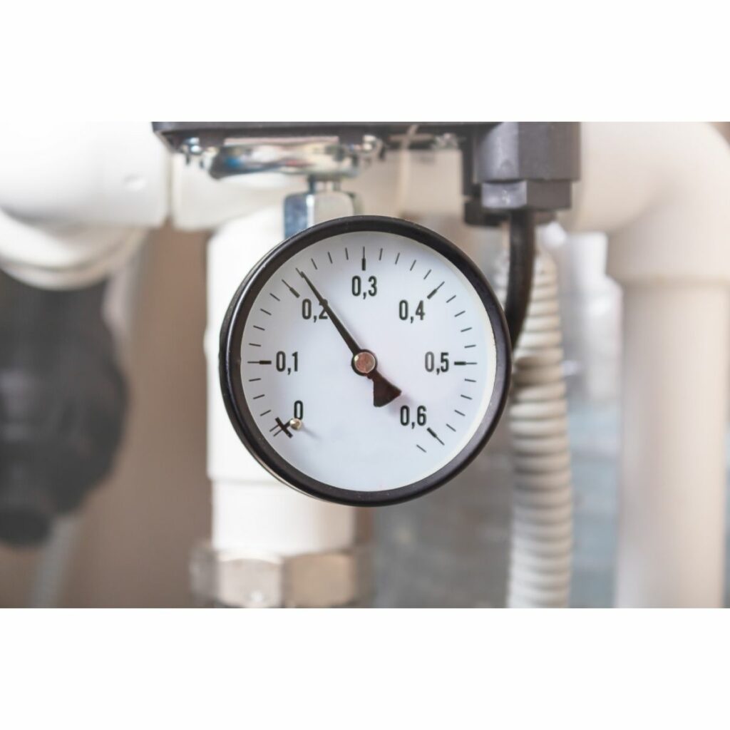 photo of gauge showing low water pressure