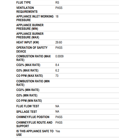 boiler service report