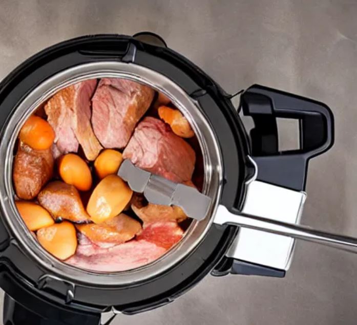 image of a pressure cooker with food inside