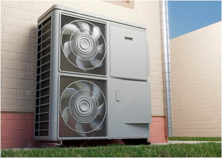 image of an air source heat pump outdoor unit.