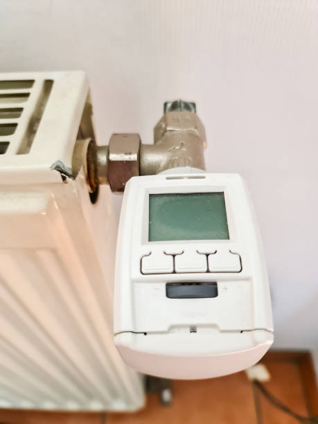 close up view of a heater thermostat